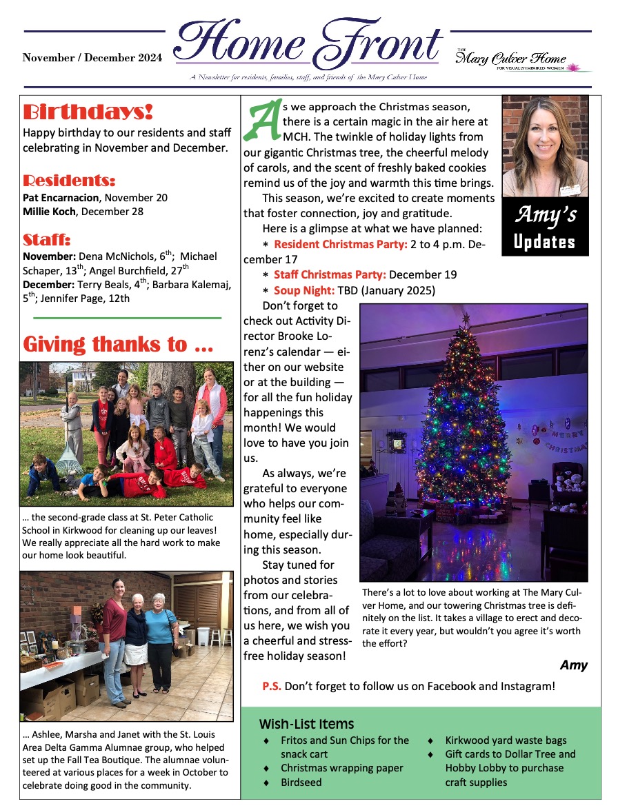 Mary Culver Newsletter Winter 2024