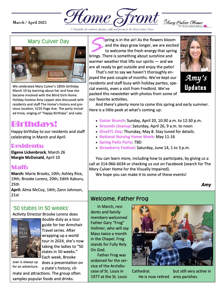 Mary-Culver-Newsletter-March-April 2025