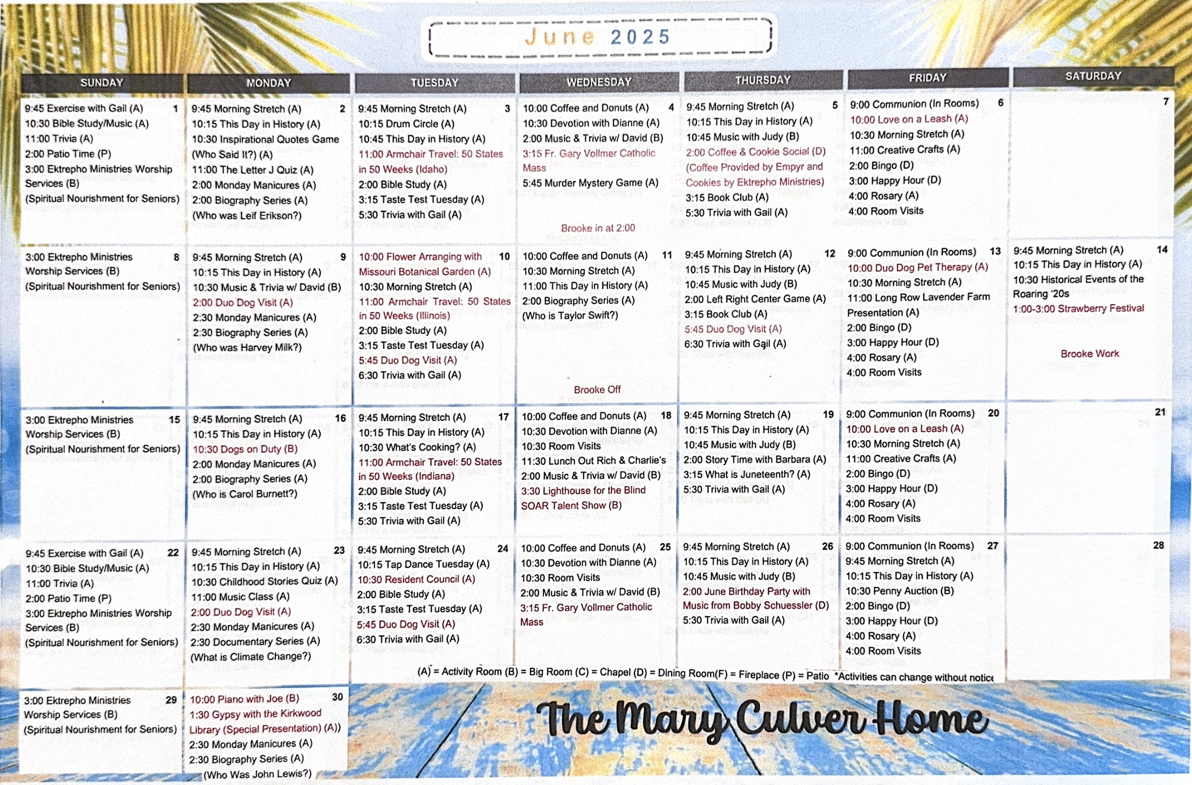Mary Culver Home Calendar-June 2025